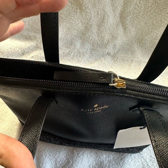 New Authentic Kate Spade ina Greta court black satchel glitter small hand bag - Picture 11 of 12
